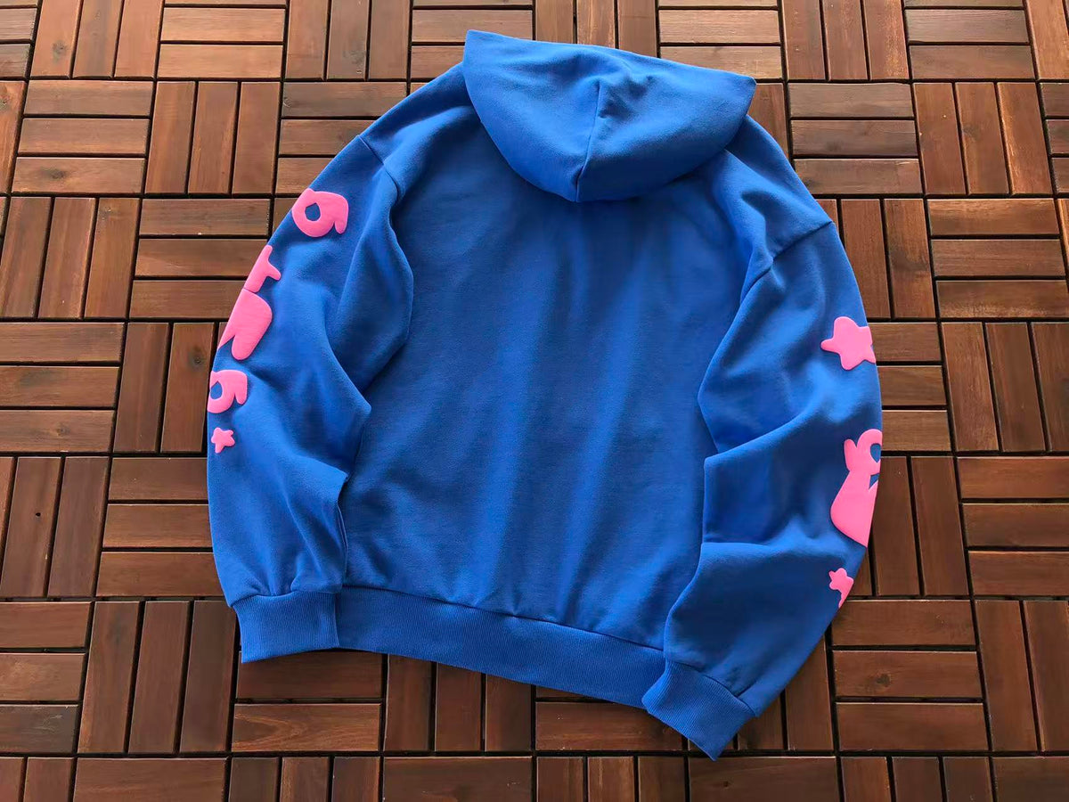 Blue and Pink Web Hoodie