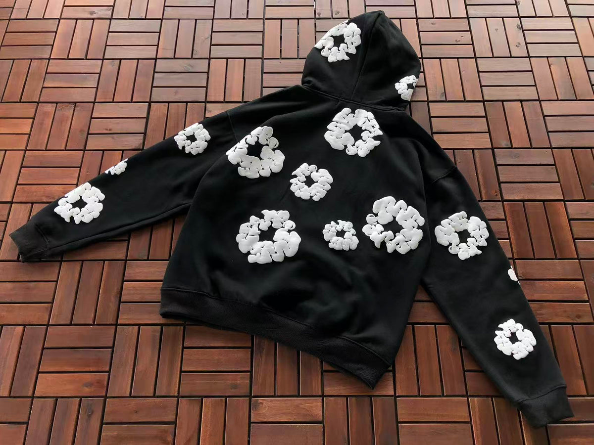 Black and White Wreath Tear Hoodie