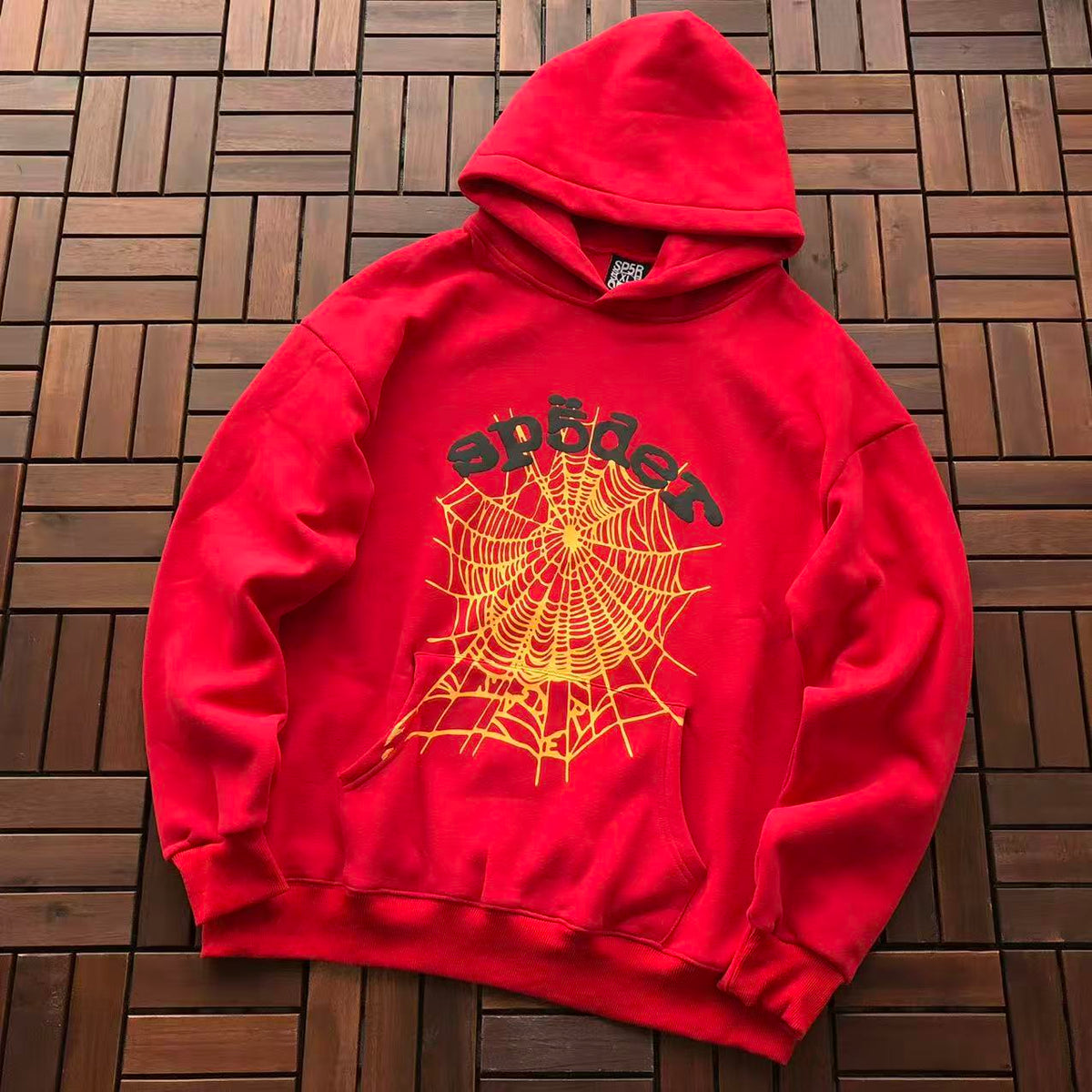 Red and Yellow Web Hoodie