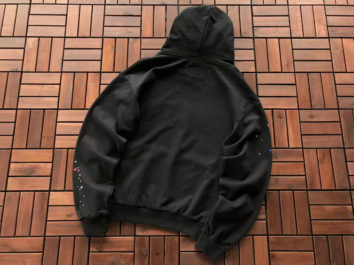 Black and Bright Pink Web Hoodie