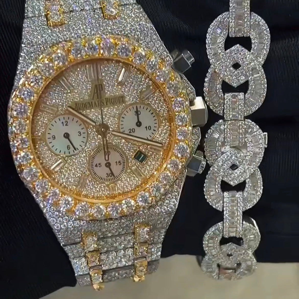 AP ICED OUT WATCH (GOLD)