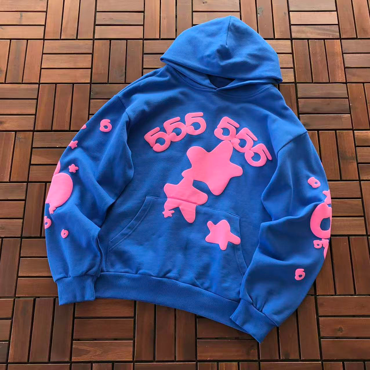 Blue and Pink Web Hoodie