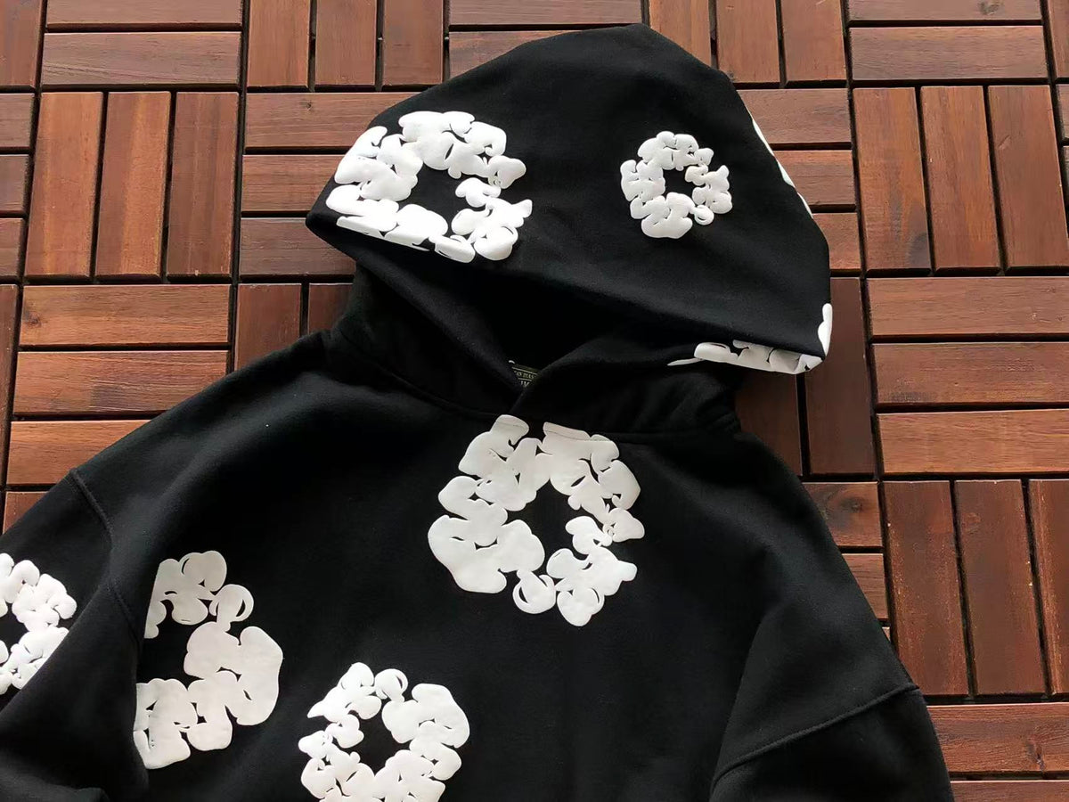 Black and White Wreath Tear Hoodie
