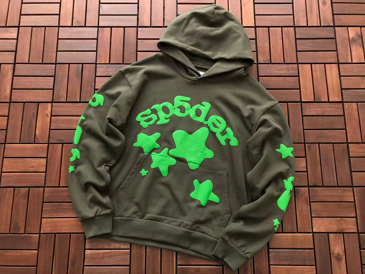 Brown and Green Web Hoodie