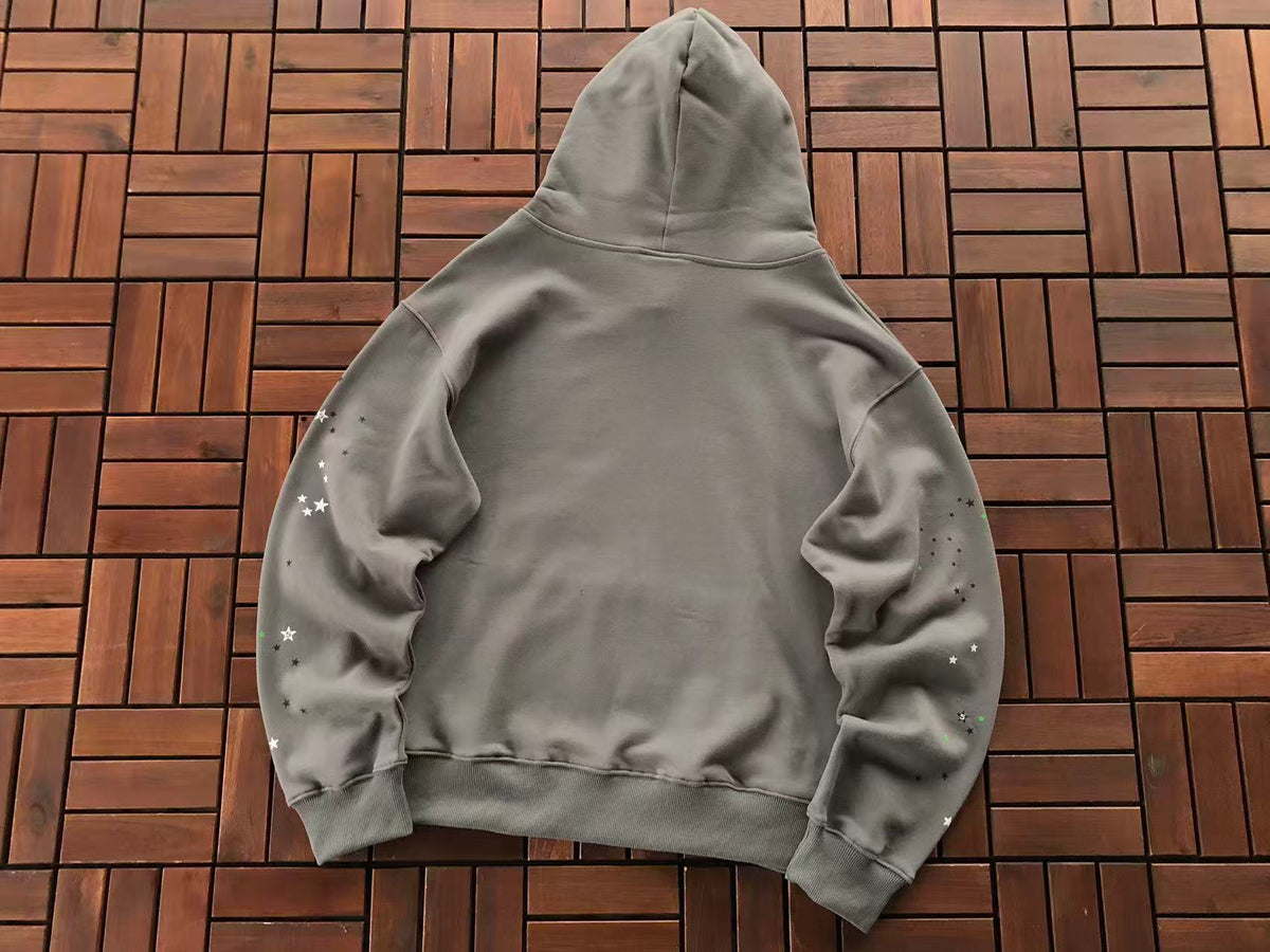 Grey and Green Web Hoodie