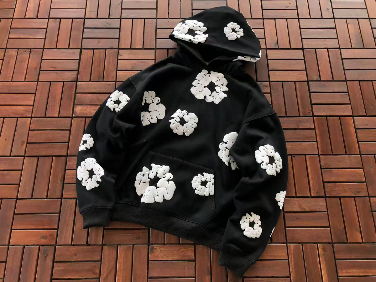 Black and White Wreath Tear Hoodie