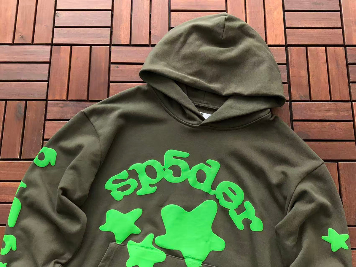 Brown and Green Web Hoodie