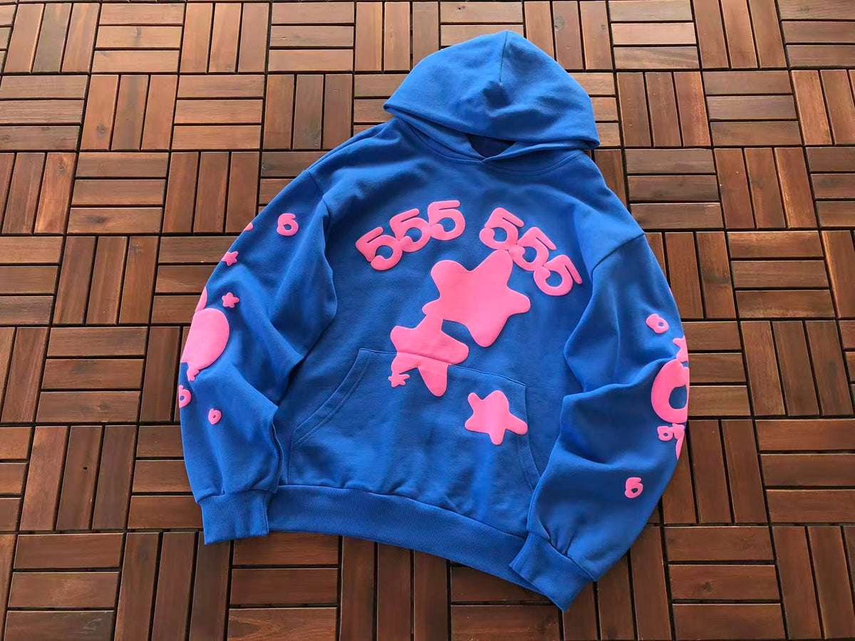 Blue and Pink Web Hoodie