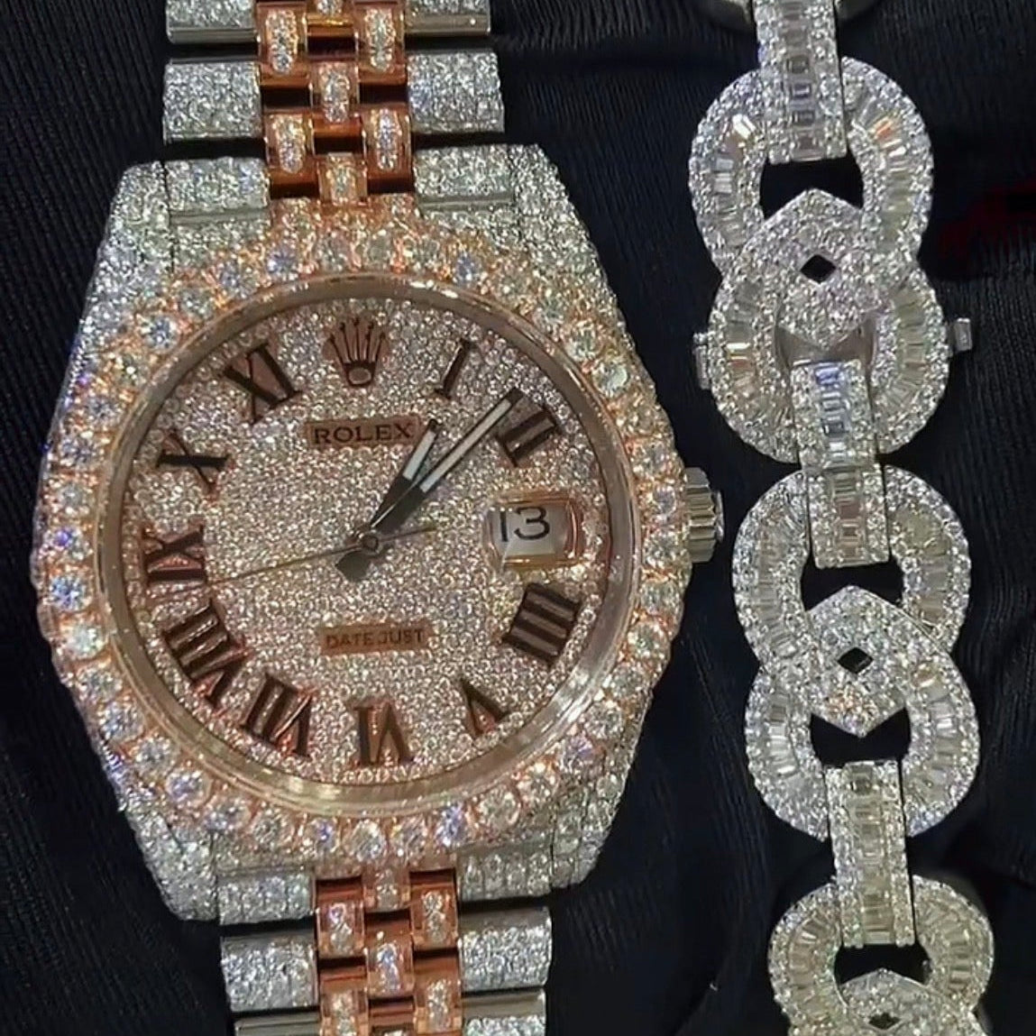 ROLLIE ICED OUT WATCH (BRONZE)