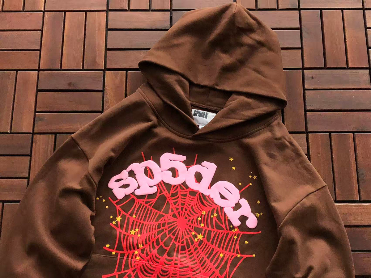 Brown and Pink Web Hoodie
