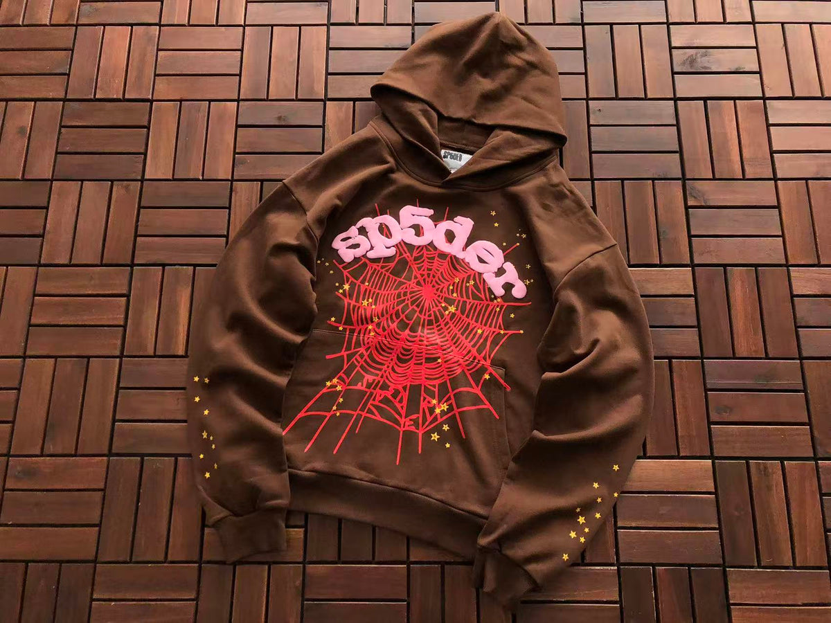 Brown and Pink Web Hoodie