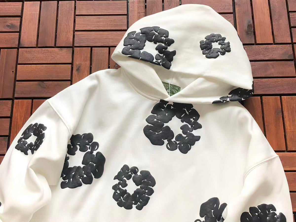 Black on White Wreath Tear Hoodie