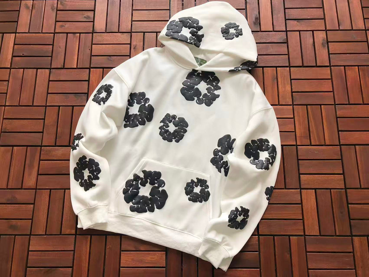Black on White Wreath Tear Hoodie